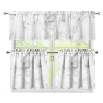 White Smoke Marble Print 3 Piece Kitchen Curtains