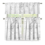 White Smoke Marble Print 3 Piece Kitchen Curtains