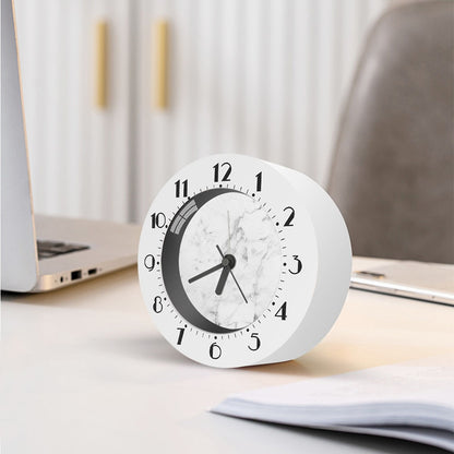 White Smoke Marble Print Alarm Clock
