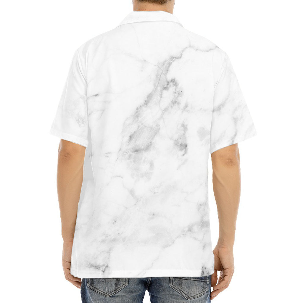 White Smoke Marble Print Aloha Shirt