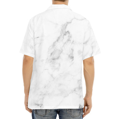 White Smoke Marble Print Aloha Shirt