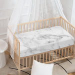 White Smoke Marble Print Baby Crib Sheet