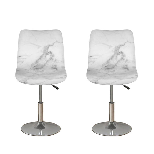 White Smoke Marble Print Bar Stool Covers