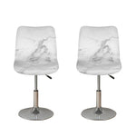 White Smoke Marble Print Bar Stool Covers