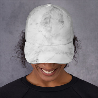 White Smoke Marble Print Baseball Cap