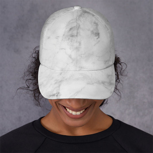 White Smoke Marble Print Baseball Cap