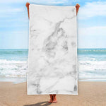 White Smoke Marble Print Beach Towel