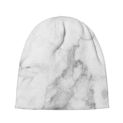 White Smoke Marble Print Beanie