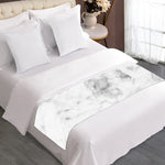 White Smoke Marble Print Bed Runner