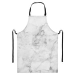 White Smoke Marble Print Bib Apron With Pocket