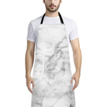 White Smoke Marble Print Bib Apron With Pocket