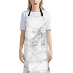 White Smoke Marble Print Bib Apron With Pocket