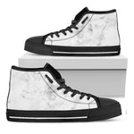 White Smoke Marble Print Black High Top Sneakers