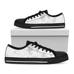 White Smoke Marble Print Black Low Top Sneakers