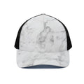 White Smoke Marble Print Black Mesh Trucker Hat