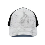 White Smoke Marble Print Black Mesh Trucker Cap
