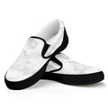 White Smoke Marble Print Black Slip On Sneakers
