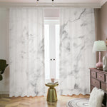 White Smoke Marble Print Blackout Pencil Pleat Curtains
