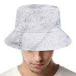 White Smoke Marble Print Bucket Hat