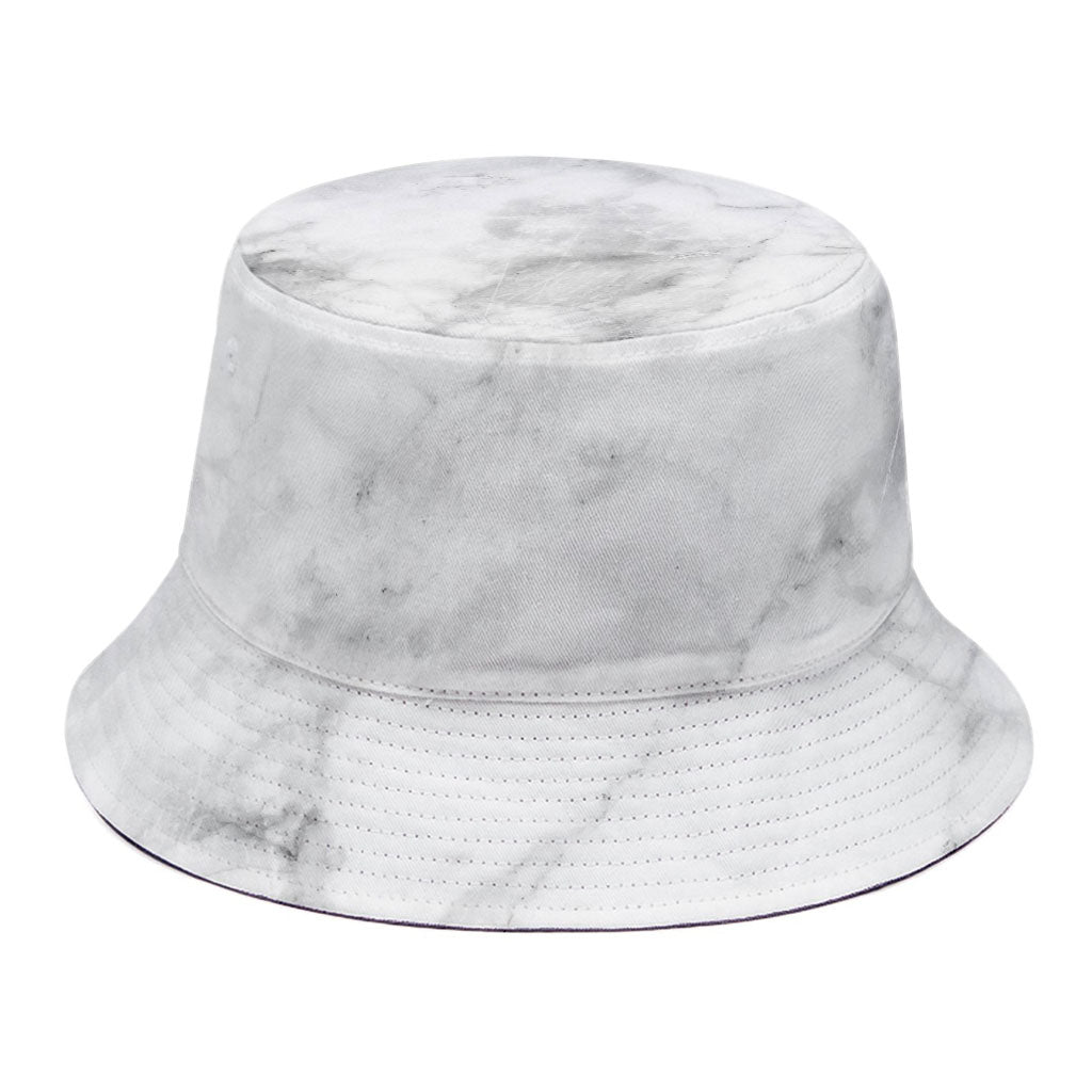 White Smoke Marble Print Bucket Hat