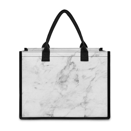 White Smoke Marble Print Canvas Tote Bag