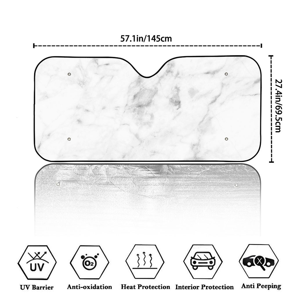 White Smoke Marble Print Car Windshield Sun Shade