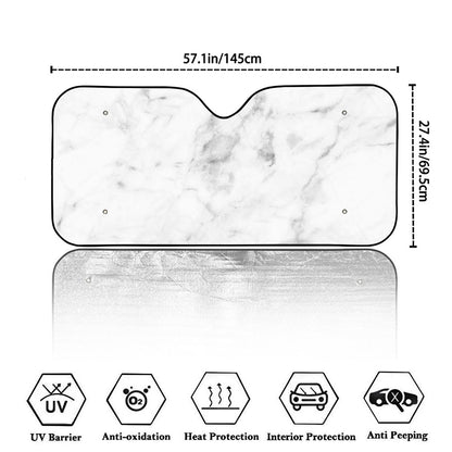 White Smoke Marble Print Car Windshield Sun Shade