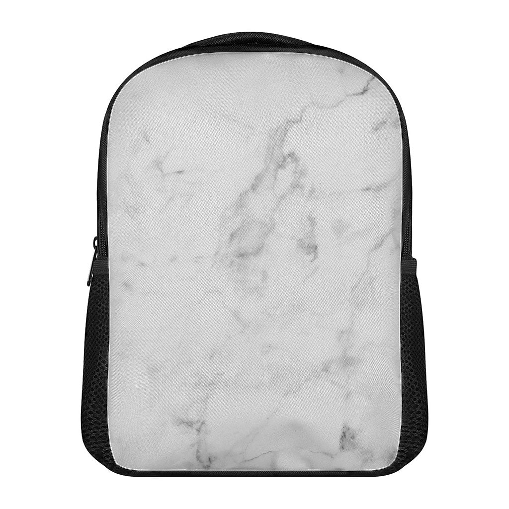 White Smoke Marble Print Casual Backpack