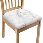 White Smoke Marble Print Chair Cushion Cover