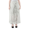 White Smoke Marble Print Chiffon Maxi Skirt