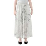 White Smoke Marble Print Chiffon Maxi Skirt