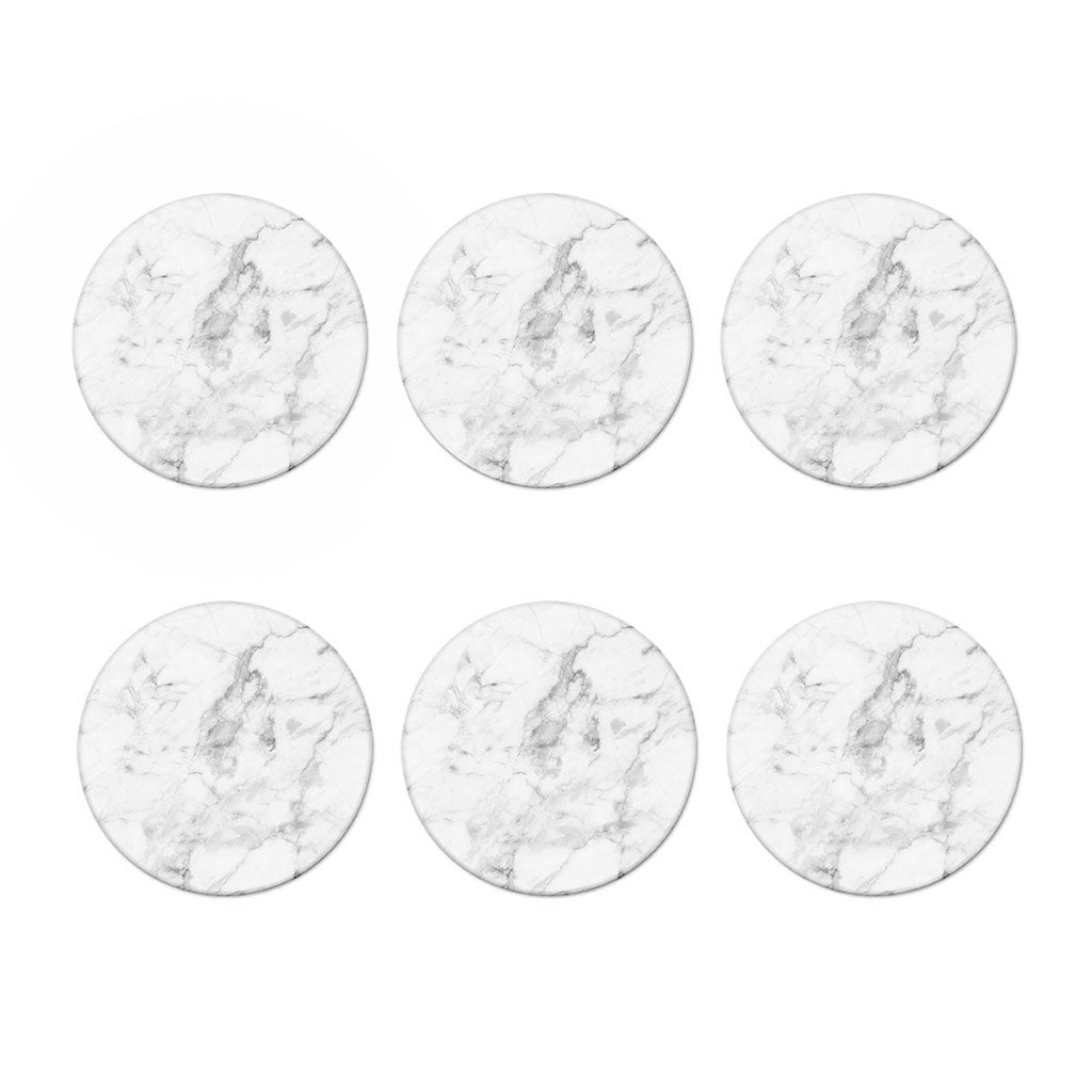 White Smoke Marble Print Coaster Set