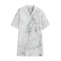 White Smoke Marble Print Cotton Hawaiian Shirt