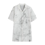 White Smoke Marble Print Cotton Hawaiian Shirt