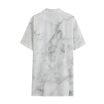 White Smoke Marble Print Cotton Hawaiian Shirt