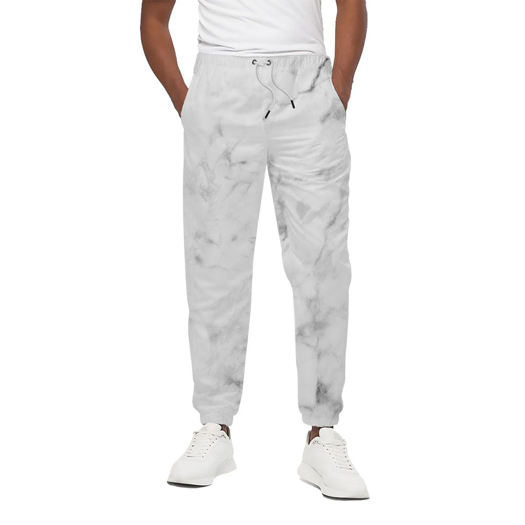 White Smoke Marble Print Cotton Pants