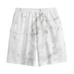 White Smoke Marble Print Cotton Shorts
