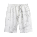 White Smoke Marble Print Cotton Shorts