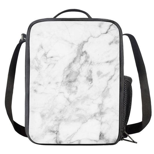 White Smoke Marble Print Crossbody Lunch Bag