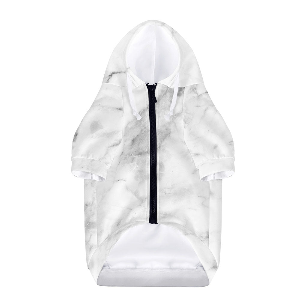 White Smoke Marble Print Dog Zip Up Hoodie