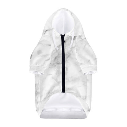 White Smoke Marble Print Dog Zip Up Hoodie