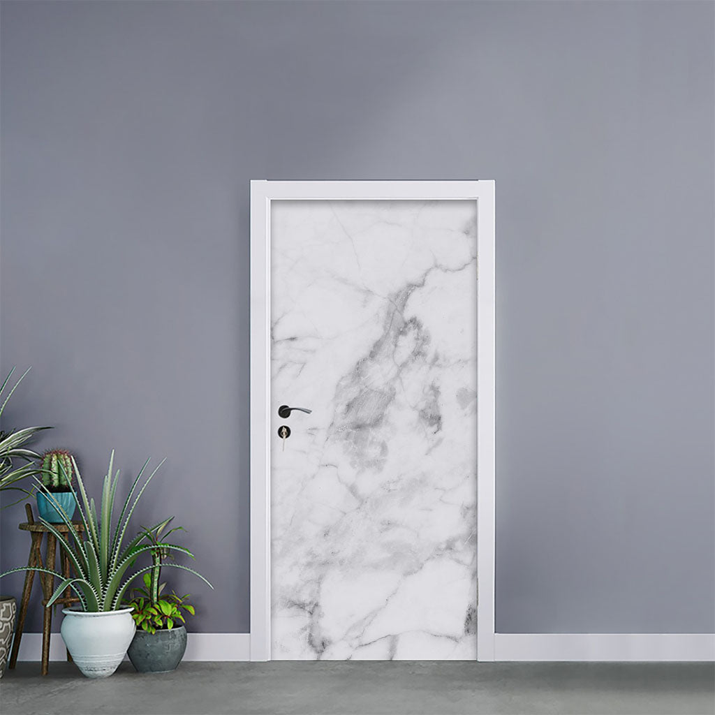 White Smoke Marble Print Door Sticker