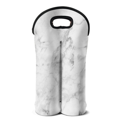 White Smoke Marble Print Double Neoprene Wine Tote