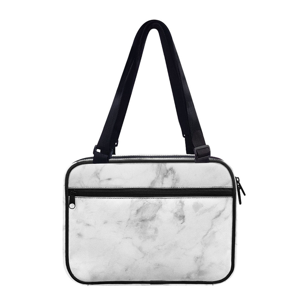 White Smoke Marble Print Double Strap Bible Bag