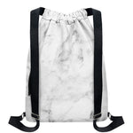 White Smoke Marble Print Drawstring Backpack