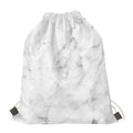 White Smoke Marble Print Drawstring Bag