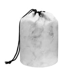 White Smoke Marble Print Drawstring Makeup Bag