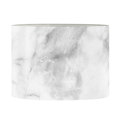 White Smoke Marble Print Drum Lamp Shade