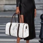 White Smoke Marble Print Duffle Bag