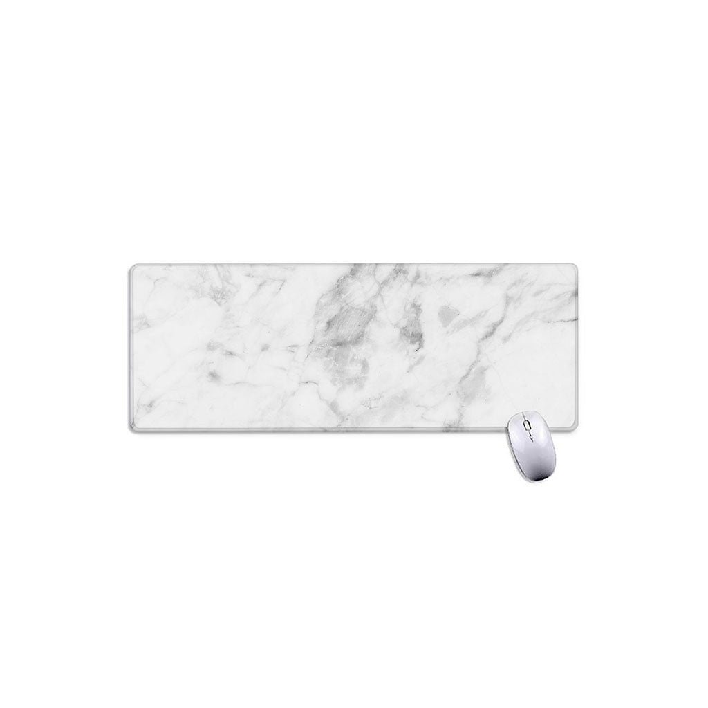 White Smoke Marble Print Extended Mouse Pad